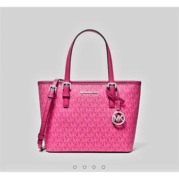 MICHAEL KORS OUTLET JET SET EXTRA SMALL LOGO ZIP TOP TOTE BAG - Picture 3 of 6